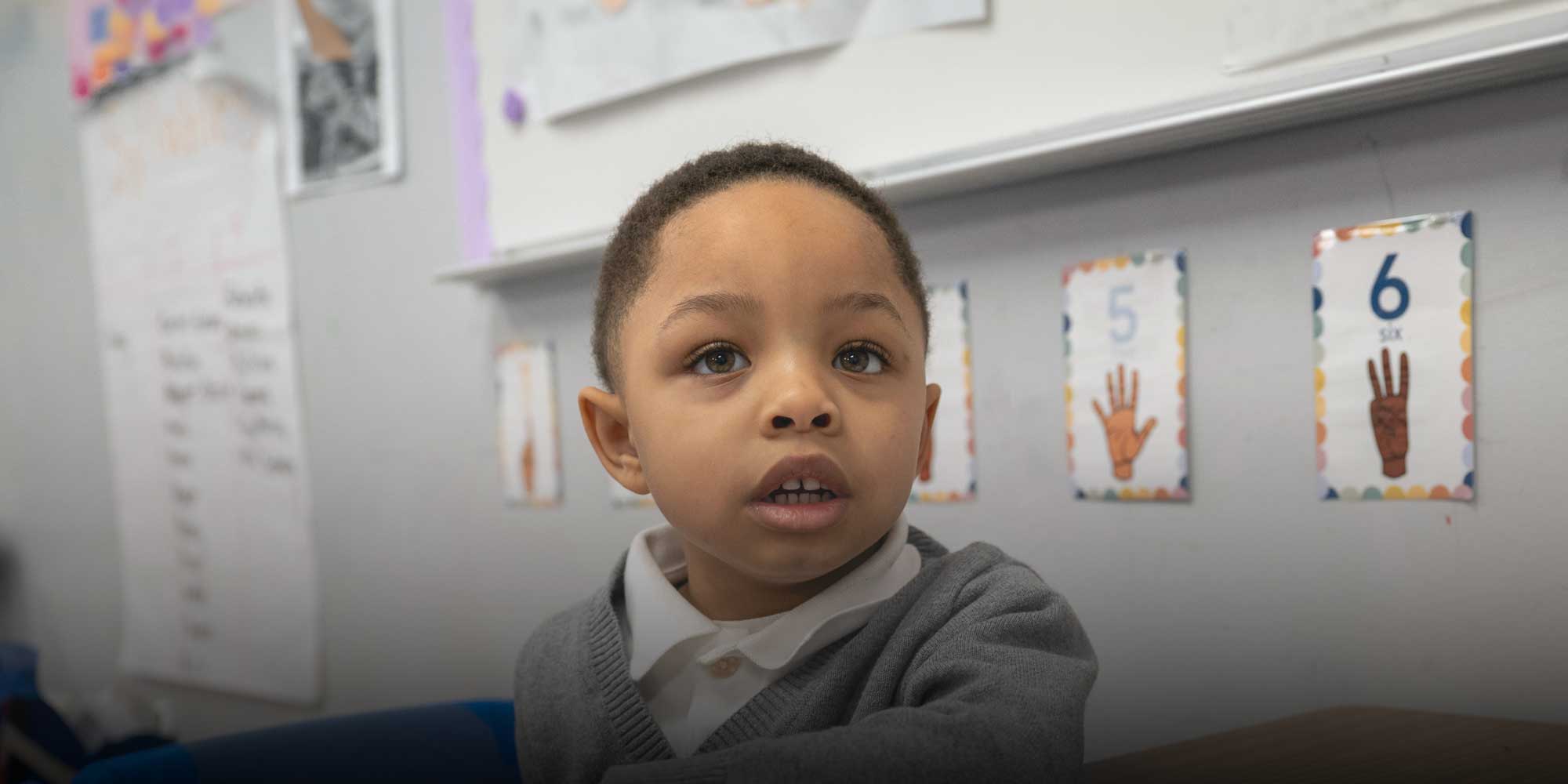 Elementary student sitting at desk